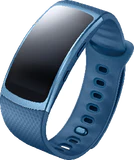 Samsung Gear Fit2 sininen etupuolella oikea puoli suljettu
