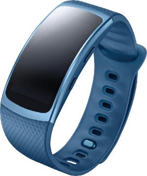 Samsung Gear Fit2 sininen etupuolella oikea puoli suljettu
