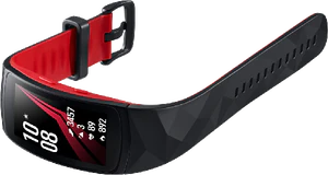Samsung Gear fit2 pro nero rosso ruotato aperto