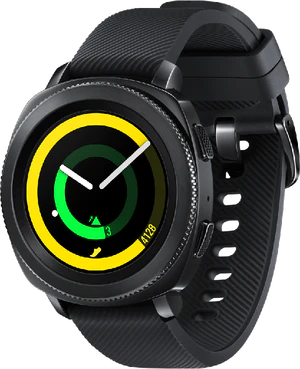 Samsung Gear Sport zwart voorkant rechterzijkant