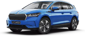 Skoda Enyaq iV azul tapa delantera lado derecho