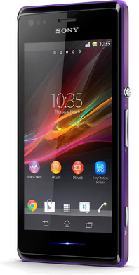Sony Xperia M voorkant schuin paars