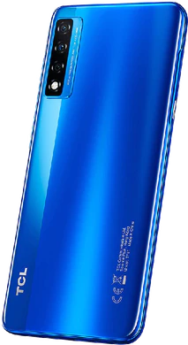 TCL 20 5G bleu retour côté gauche aslant