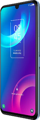 TCL 30 azul tapa delantera lado derecho