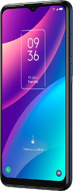 TCL 30 SE azul tapa delantera lado derecho