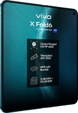 Vivo X Fold6 blue in side left side opened