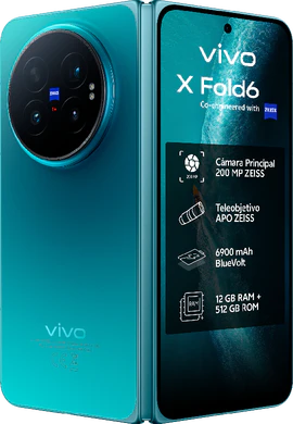 Vivo X Fold6 blue out side half opened