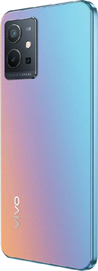 Vivo Y55 5G blauw achterkant linkerzijkant
