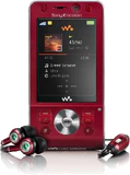 W910 voorkant i Hearty rood with headset