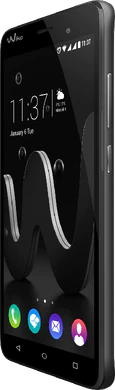 Wiko Jerry negro tapa delantera lado derecho