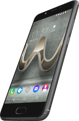 Wiko Ufeel Prime grå front højre side skæv