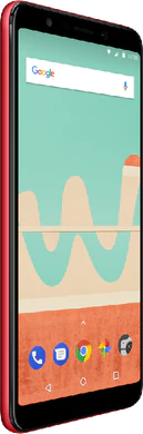 Wiko View Go rood voorkant linkerzijkant