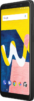 Wiko View Lite zwart voorkant rechterzijkant