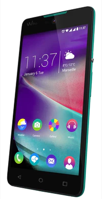 Wiko Rainbow Lite 4G bleen Vorderseite rechte Seite