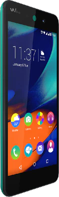 Wiko Rainbow Up 4G bleen voorkant linkerzijkant