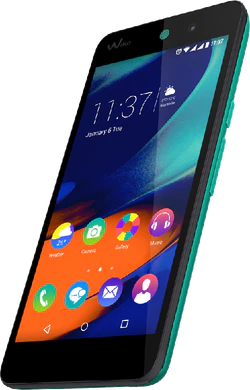 Wiko Rainbow Up 4G bleen voorkant rechterzijkant