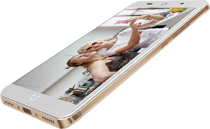 WileyFox Swift 2 gold front right side bottom tilted ed