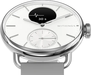 Withings ScanWatch 2 38mm bianco argento copertina frontale in basso aslant