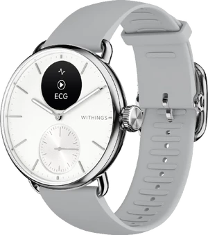 Withings ScanWatch 2 38mm bianco argento copertina frontale lato destro