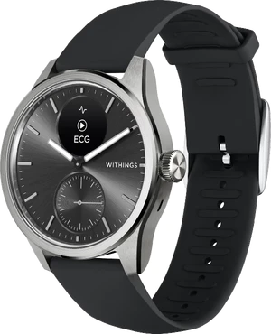 Withings ScanWatch 2 42mm zwart voorkant rechterzijkant