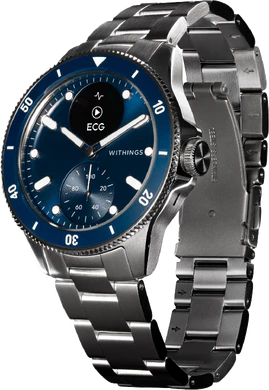 Withings ScanWatch Nova blauw voorkant rechterzijkant