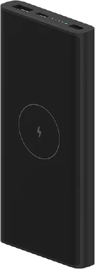 Xiaomi 10W Wireless Powerbank 10000 svart front höger sida topp