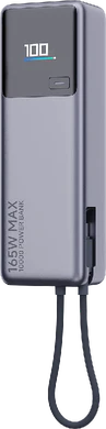 Xiaomi 165w power bank 10000 mah grey front right side