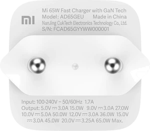 Xiaomi 65W GaN Charger white bottom