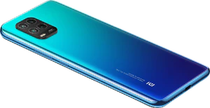 Xiao Mi Mi 10 Lite blauw achterkant rechterzijkant onderkant schuin