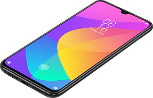 Xiao Mi Mi 9 Lite zwart voorkant rechterzijkant onderkant schuin