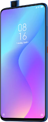 Xiao Mi Mi 9T blauw voorkant rechterzijkant geopend