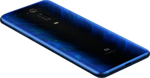 Xiao Mi Mi 9T blauw achterkant rechterzijkant onderkant