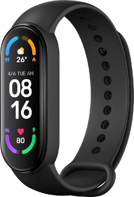 Xiao Mi Mi Band 6 zwart voorkant rechterzijkant