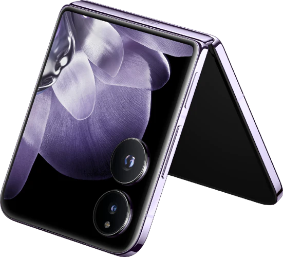 Xiaomi Mix Flip paars buitenkant half geopend