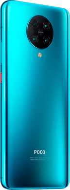 xiaomi POCO F2 Pro blauw achterkant rechterzijkant