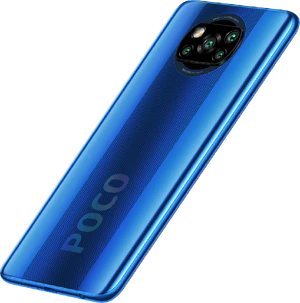 xiaomi POCO X3 nfc blauw achterkant linkerzijkant onderkant