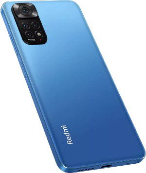 Xiaomi Redmi Note 11S blue back right side bottom tilted ed