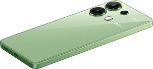 Xiaomi Redmi note 13 vihreä takapuoli vasen puoli pohja vino