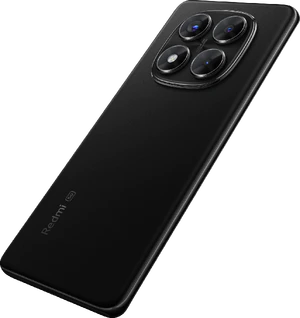 Xiaomi Redmi Note 14 Pro 5G musta takapuoli vasen puoli pohja vino