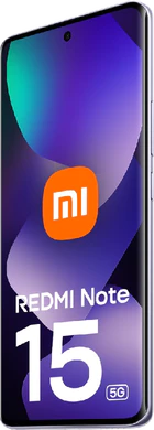 Xiaomi Redmi Note 15 5G paars voorkant rechterzijkant