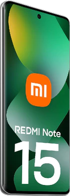 Xiaomi Redmi Note 15 groen voorkant linkerzijkant