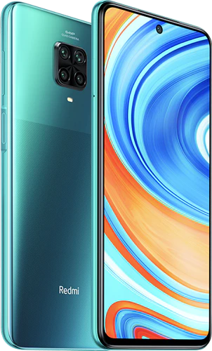 Xiaomi Redmi Note 9 Pro grønn skrås skråstilt oversikt