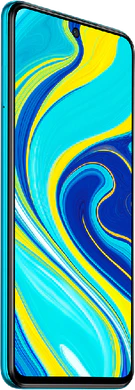 Xiaomi Redmi Note 9S blauw voorkant linkerzijkant