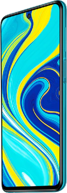 Xiaomi Redmi Note 9S blauw voorkant rechterzijkant