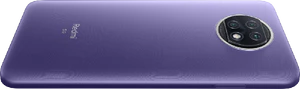Xiaomi Redmi Note 9T paars gedraaid achterkant