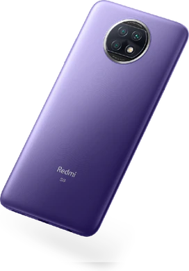 Xiaomi Redmi Note 9T paars achterkant schuin