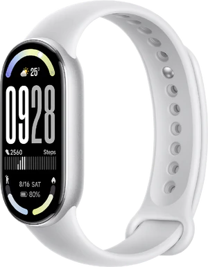 Xiaomi Smart Band 10 zilver voorkant rechterzijkant