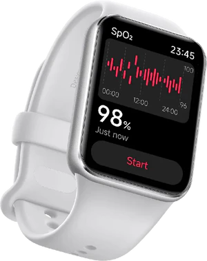 Xiaomi Smart Band 9 Pro wit voorkant linkerzijkant onderkant