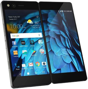 ZTE Axon M zwart voorkant geopend ed linkerzijkant schuin