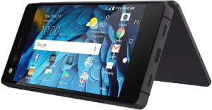 ZTE Axon M zwart half geopend ed gedraaid